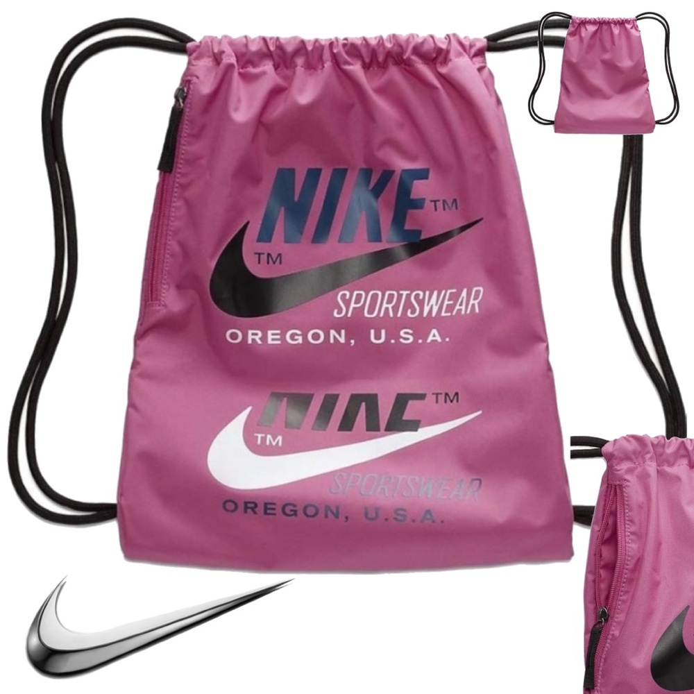 NWOT NIKE Cord Pink Light Logo Backpack Gym Sack Bag